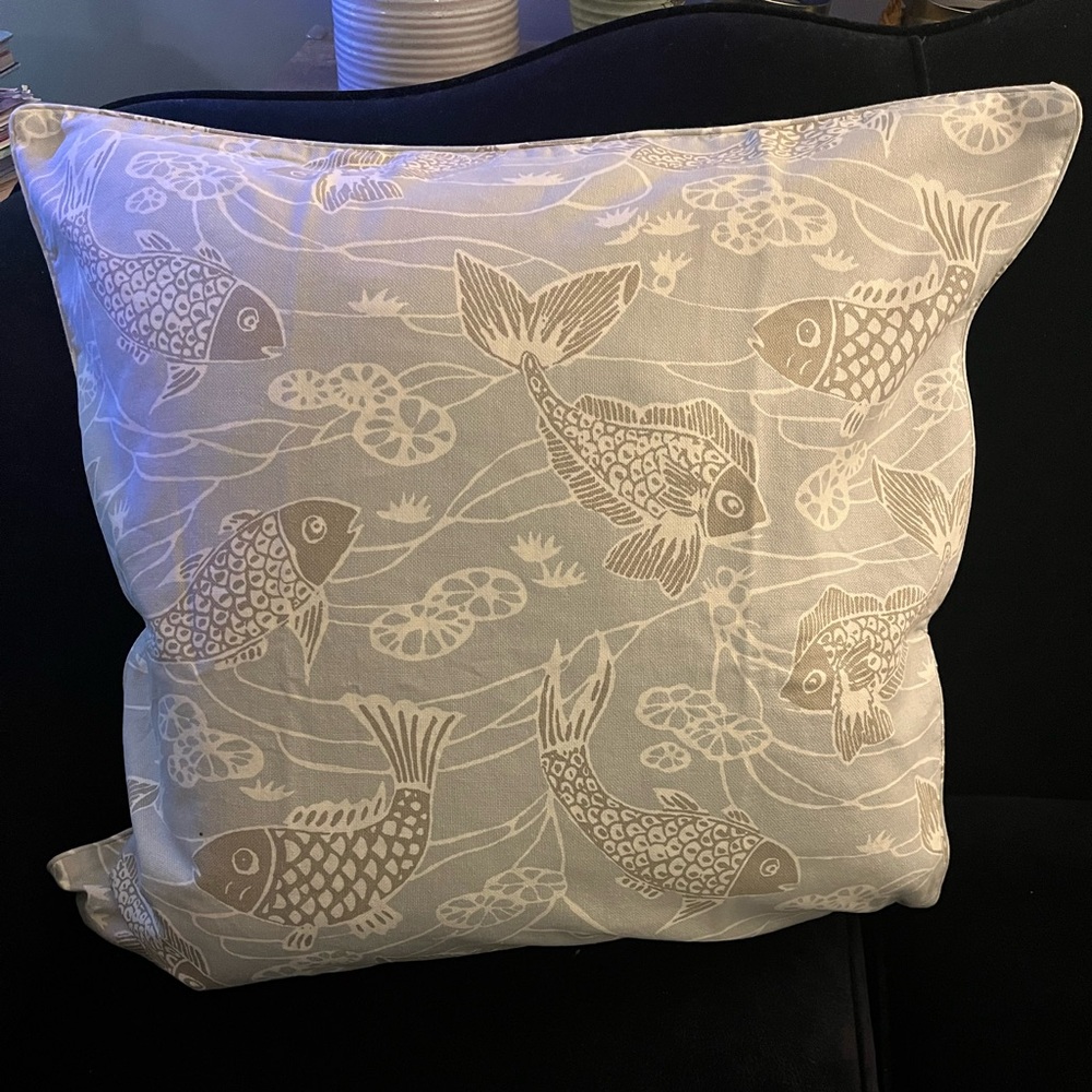 Set/2 Eruo Pillow Shams Inspired by Kravet Koi Pond 100% Cotton Mist 26"sq.